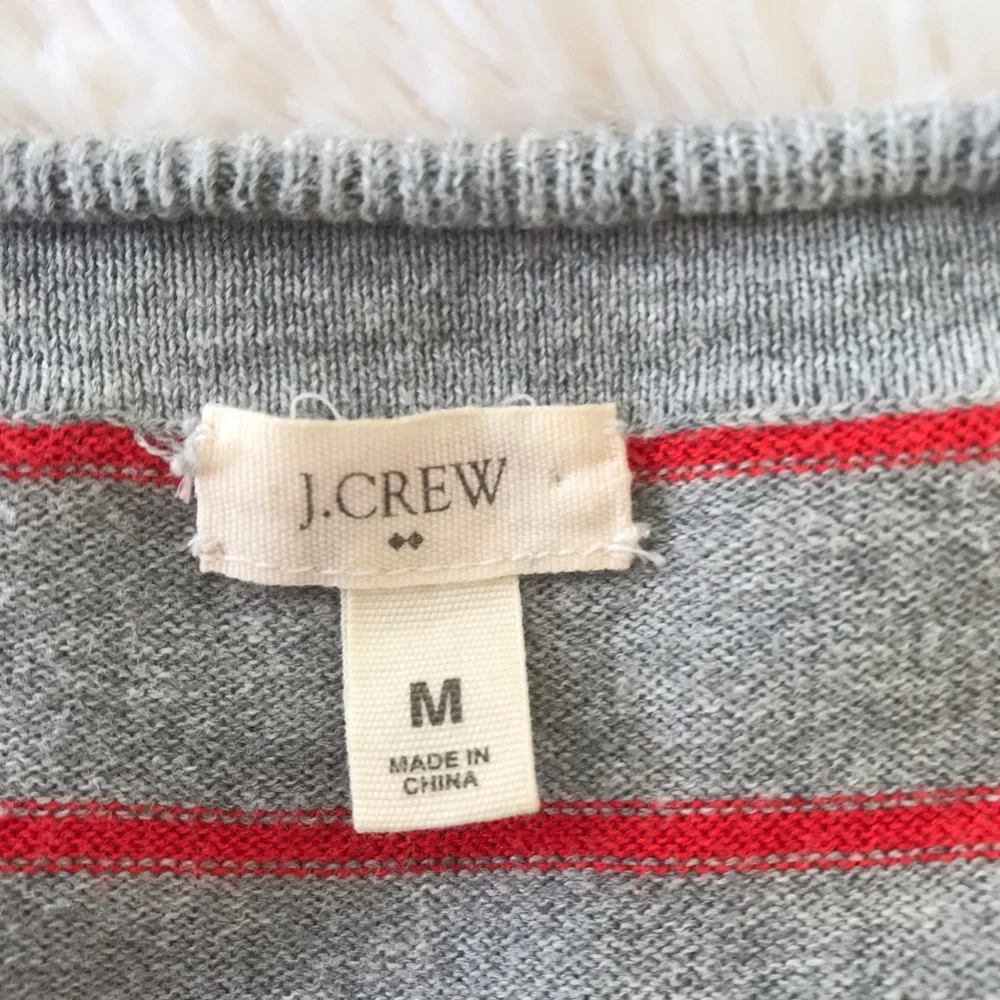 J. Crew Factory grey and orange striped vneck sweater Sz M_5